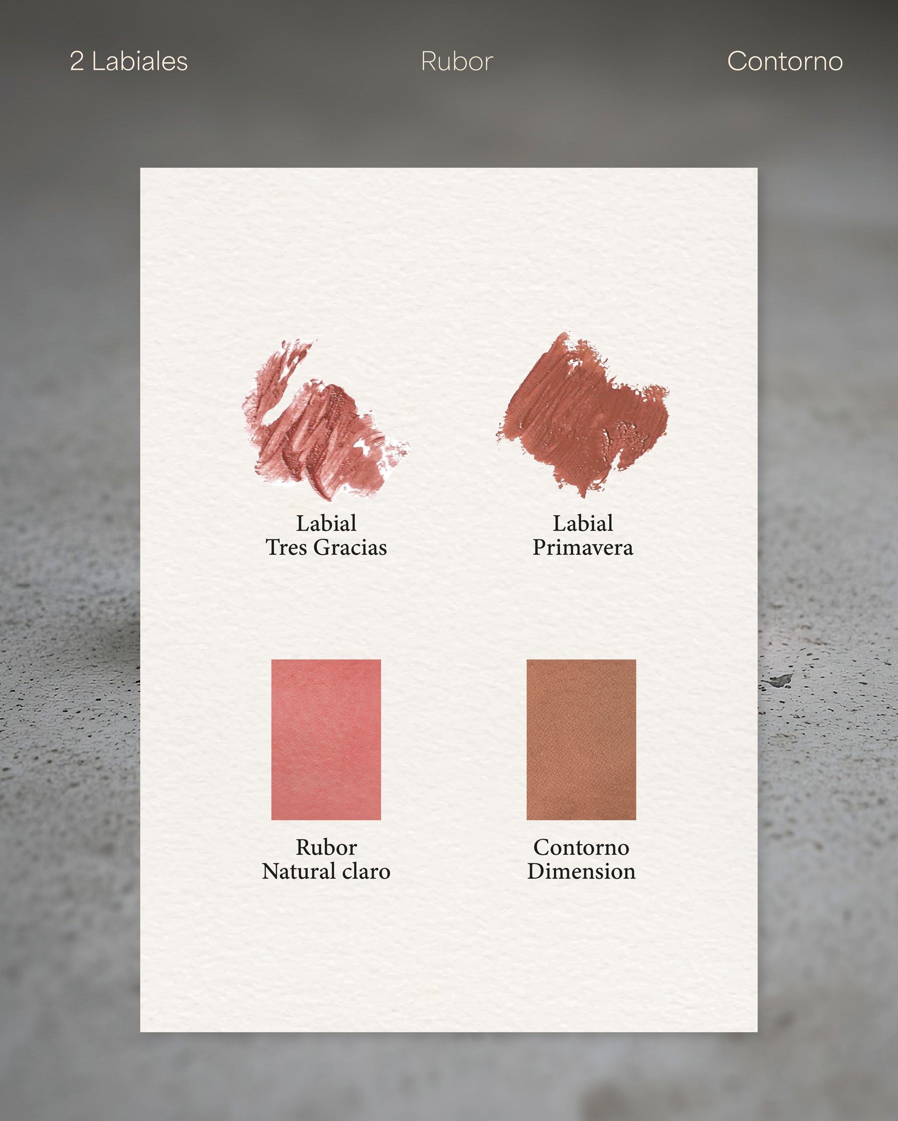 #combinación_Rubor Contorno Dimension + Rubor Natural claro + Labial Primavera + Labial 3 Gracias