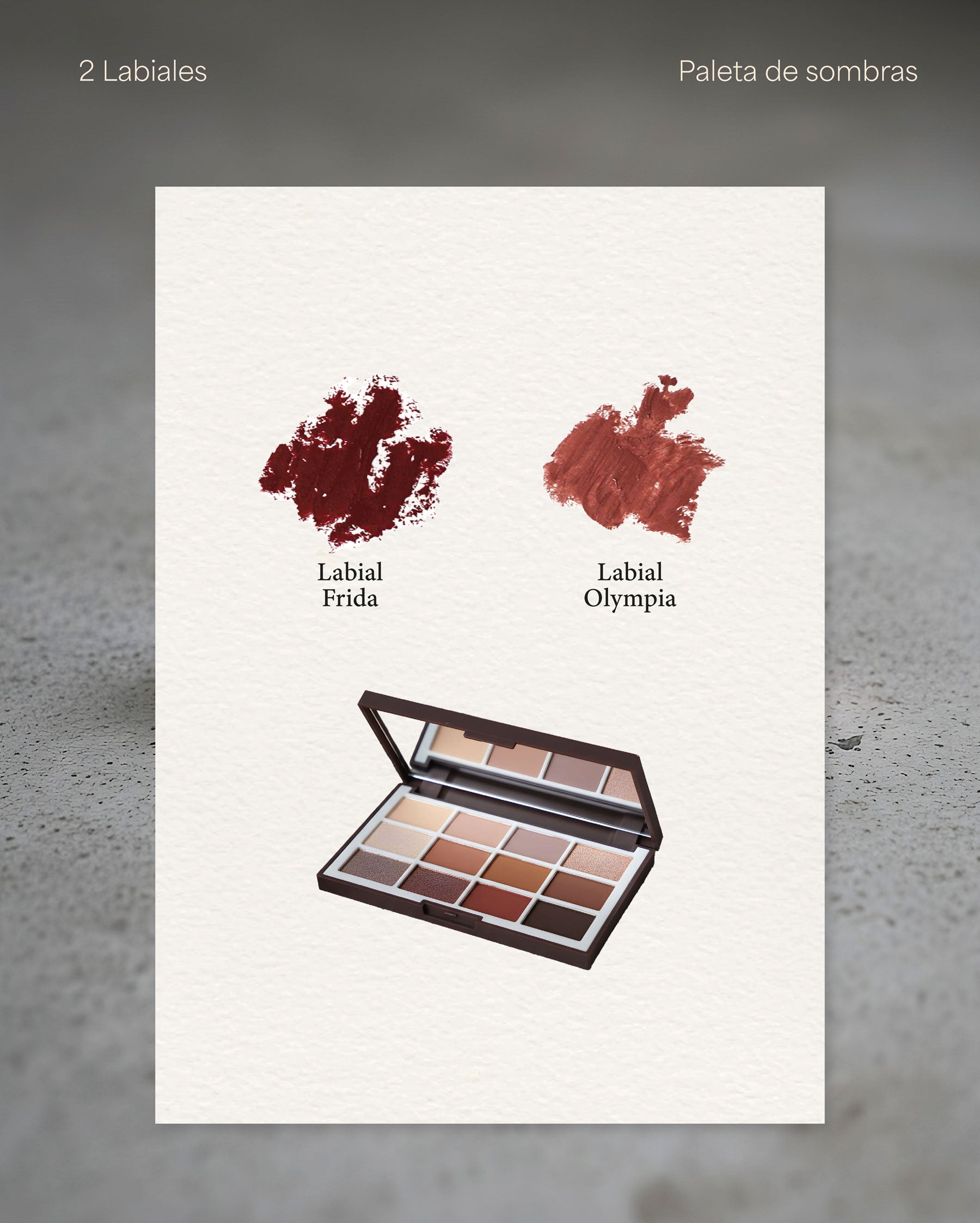 #combinación_Paleta + Labial Frida + Labial Olympia